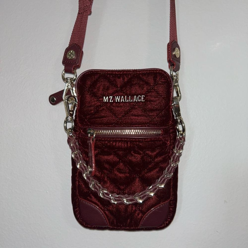 MZ Wallace Burgundy Velvet Crossbody Bag